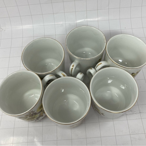 Six Royal Warwick Sunflower tea cups England sunflower print on white - Picture 5 of 11